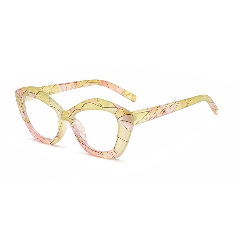 2025 Cross-Border New Asymmetrical Marble Pattern Anti-Blue Light Flat Mirror European and American Fashion Plain Glasses Frame