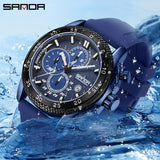 SANDA Men’s Chronograph Quartz Watch – Luminous Waterproof Sports Watch