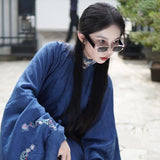 Retro Modern Sunglasses, Anti-Uv Sunglasses, Metal Small Frame Glasses for Men and Women, Avant-Garde Hanging Ring Chain, High-End