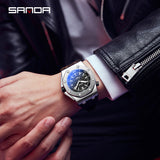 Sanda Men’s Sports Quartz Watch – Luminous Dial, Waterproof Silicone Strap
