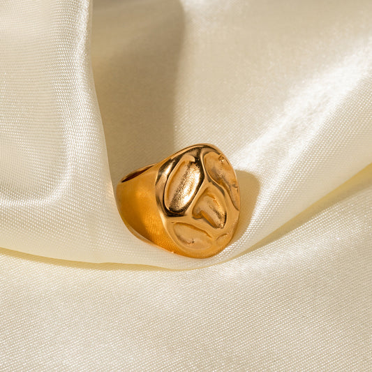 Gold Abstract Bold Statement Ring – Adjustable Stainless Steel Jewelry