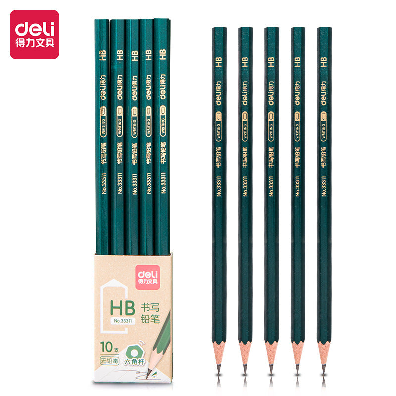 Deli 33311 Pencil 2B/Hb Primary School Student Writing Hexagonal Pole Exam Sketch Pen 10 Pieces Kidsren's Stationery Supplies