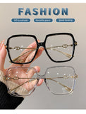 Large Frame Anti-Blue Light Glasses | Trendy Metal Eyewear for Everyday Screen Protection