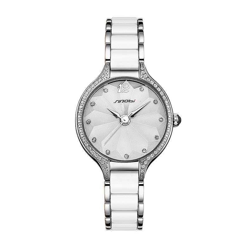 Sinobi Women's Luxury Quartz Watch – Diamond-Accented Waterproof Fashion Timepiece