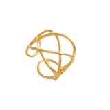 Gold Geometric Curve Mesh Ring for Women – Multi-Layer Titanium Steel Retro Jewelry
