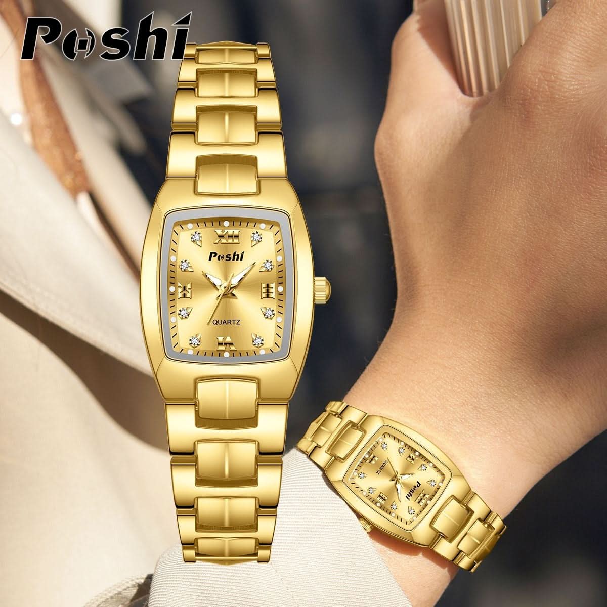 POSHI Women's Luminous Square Quartz Watch