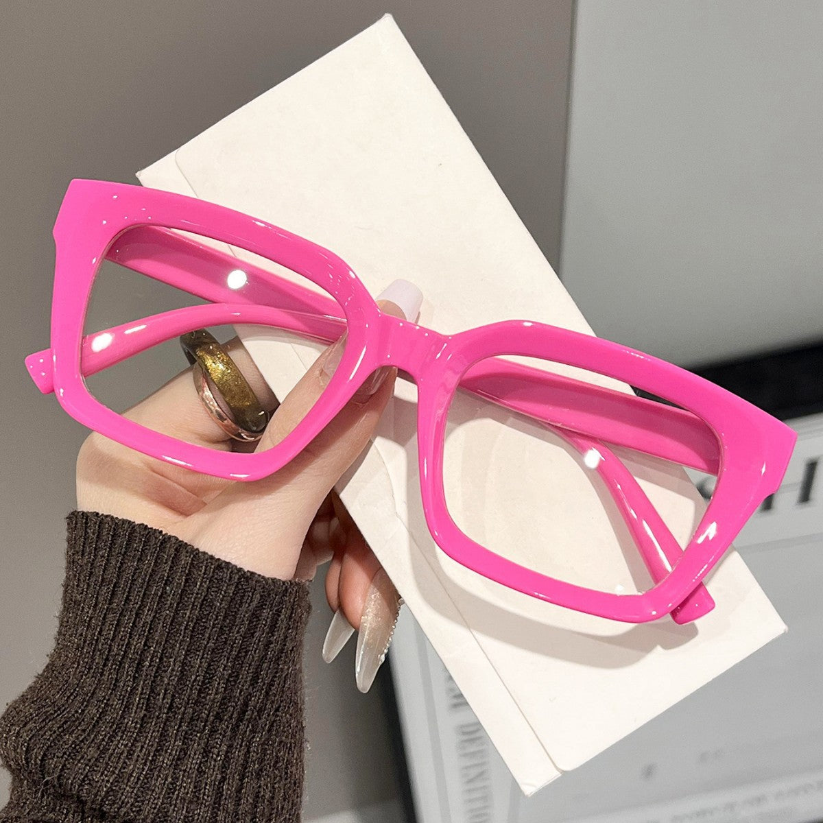 New Cross-Border Fashion Dopamine Personality Sweet Cool Glasses for Women Trendy Versatile Anti-Blue Light Non-Prescription Glasses for Men