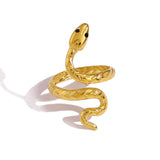 Gold Snake Zircon Ring for Women – French Titanium Steel Open Adjustable Jewelry