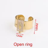 Gold Geometric Stone Ring for Women – Adjustable Retro Titanium Steel Jewelry