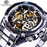 Forsining Men’s Automatic Mechanical Watch – World Time, Stainless Steel Strap