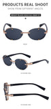 Retro Oval Frameless Sunglasses – Punk Street-Style Fashion Shades for Men & Women