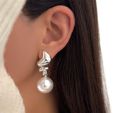 Spiral Flame Freshwater Pearl Earrings – Gold Plated Geometric Jewelry
