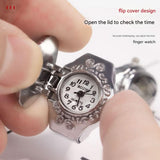 Women's Crystal Cover Ring Watch – Elegant Oval Quartz Finger Watch