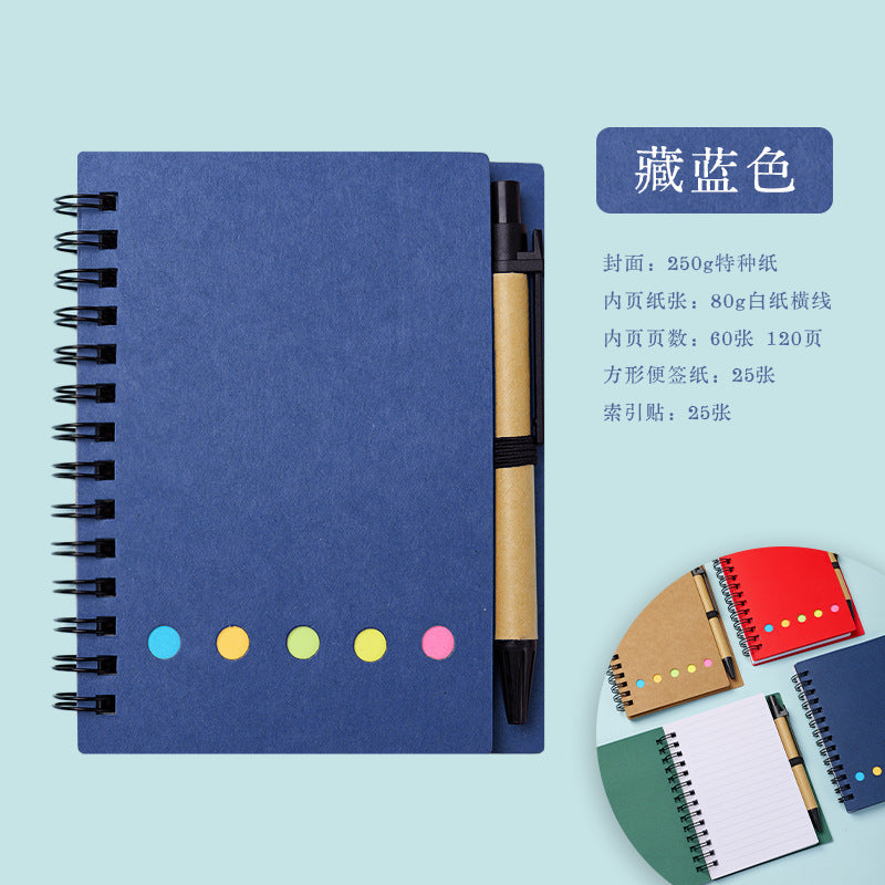 Kraft Paper Spiral Notebook with Customizable Sticky Notes, Self-Adhesive Tear-Off Memo Pads, Customizable Sticky Notes