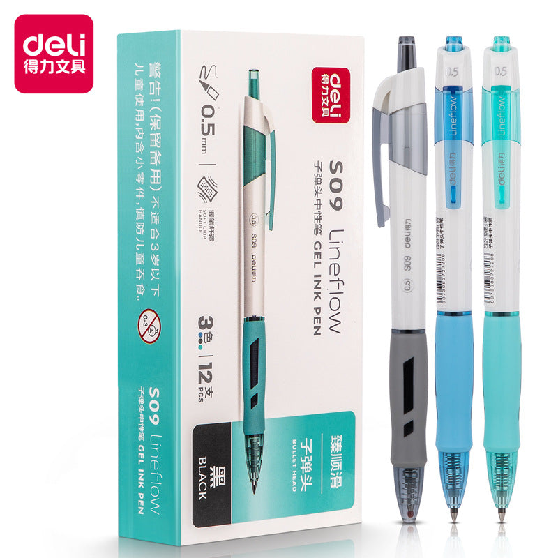 Deli stationery press gel pen 0.5 bullet pen students press pen examination brush office s08 pen