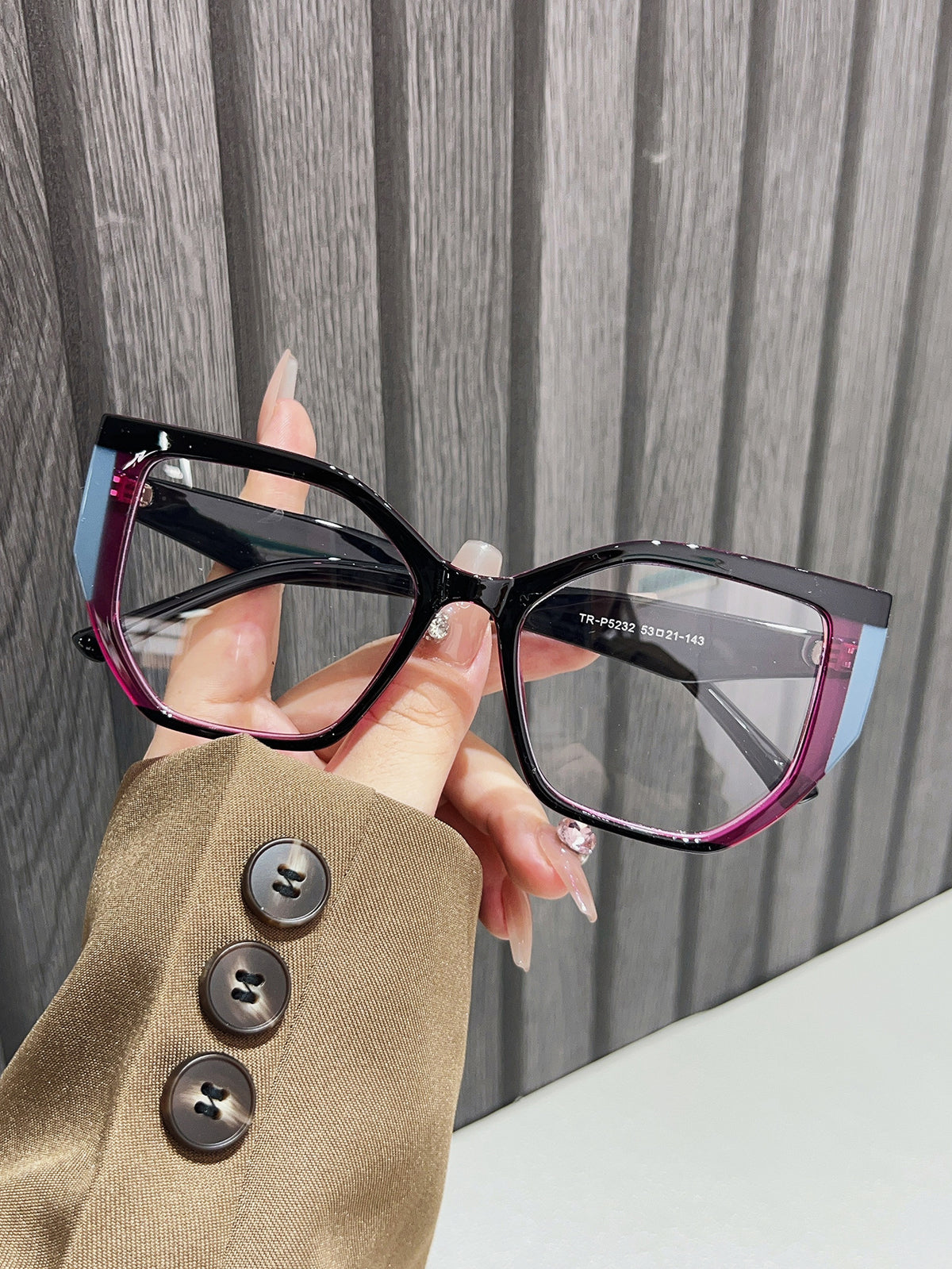 TR material cat's eye anti-blue light glasses women's fashion 2024 new European and American large frame plain cross-border non-power flat mirror