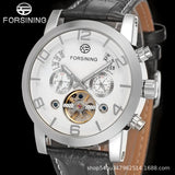 FORSINING Men’s Tourbillon Mechanical Watch – Multi-Function Leather Strap Timepiece