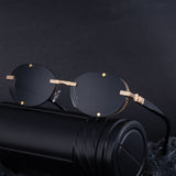 2025 New Oval Frameless Sunglasses European and American Retro Punk Sunglasses Stage Performance Fashion Street Beat Glasses