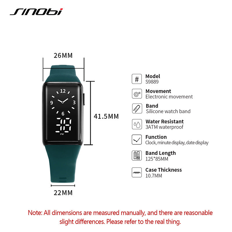Sinobi Waterproof Smart Sports Watch – Dual Display Digital Silicone Watch for Students