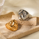 Gold Abstract Bold Statement Ring – Adjustable Stainless Steel Jewelry