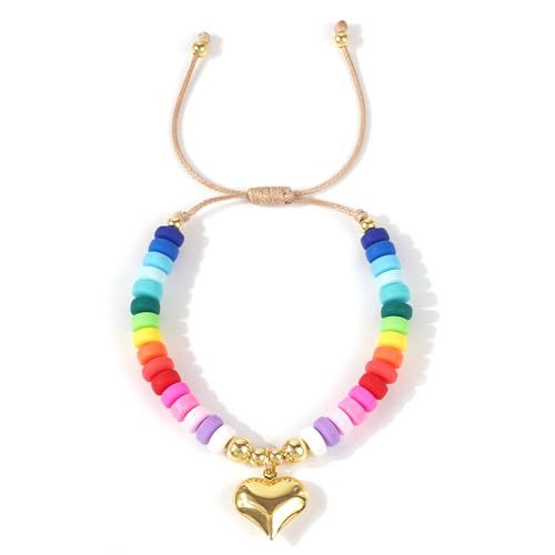 European and American New Niche Design Rainbow Soft Pottery Beaded Woven Bracelet Women's Oil Dropping Love Bracelet