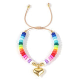European and American New Niche Design Rainbow Soft Pottery Beaded Woven Bracelet Women's Oil Dropping Love Bracelet