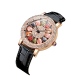 LOUISIFS Women’s Watch – Large Dial Diamond Timepiece with Leather Strap