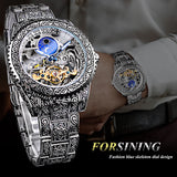 Forsining Men's Casual Automatic Mechanical Watch – Retro Design, Stainless Steel Strap