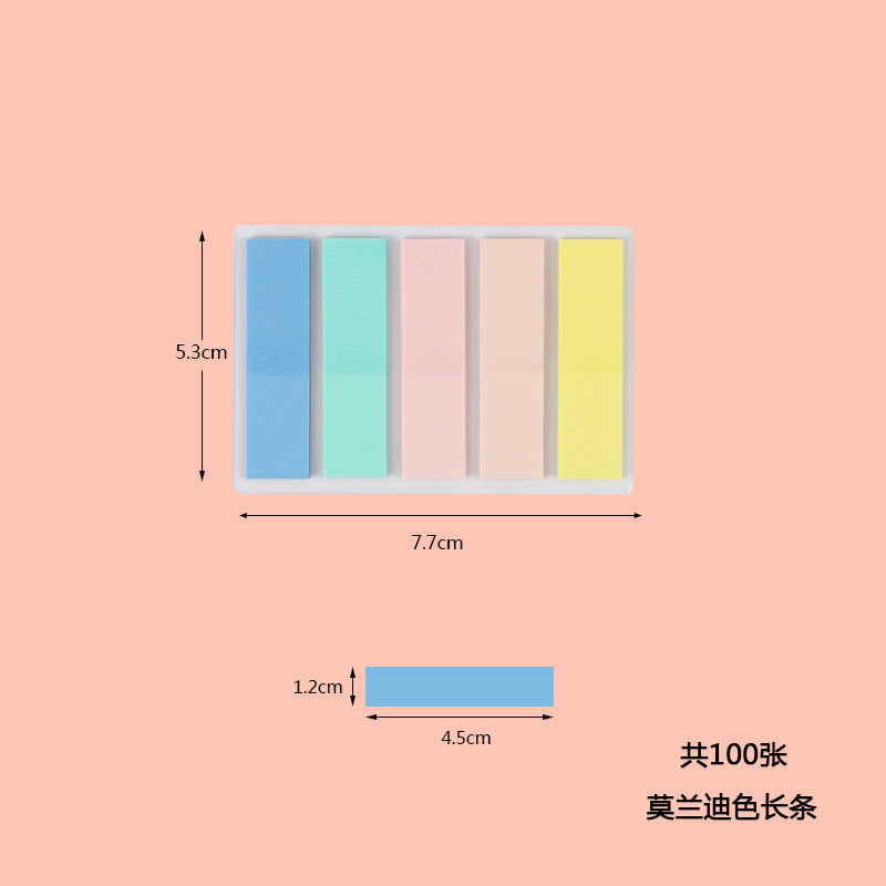Pet Transparent Sticky Note Fluorescent Color Bar Index Sticker Student Self-Adhesive Waterproof Arrow Classification Label Sticker Wholesale