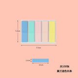 Pet Transparent Sticky Note Fluorescent Color Bar Index Sticker Student Self-Adhesive Waterproof Arrow Classification Label Sticker Wholesale