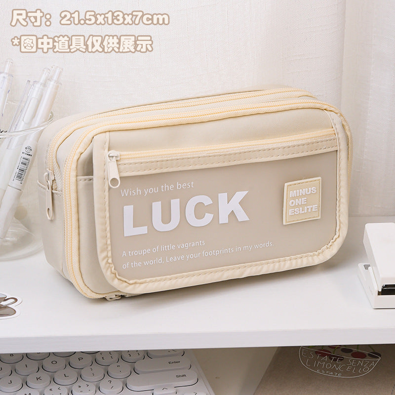 Stationery Pencil Case Large Capacity Flip Cover High-Looking Ins Student Pencil Case Junior High School Student Niche Men and Women Stationery Box