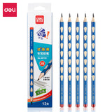 Deli elementary school student non-toxic hole pencil first grade kindergarten hb thick rod 2b hole pen triangle Rod wholesale