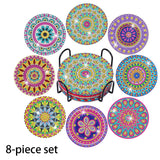 8-Piece DIY Diamond Painting Coasters - Mandala Blue & White Porcelain Design