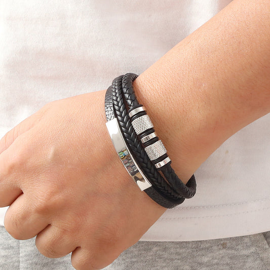 Europe and the United States cross-border best-selling geometric multi-layer hand-woven leather bracelet fashion men's alloy magnet buckle bracelet