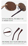 Retro Oval Frameless Sunglasses – Punk Street-Style Fashion Shades for Men & Women