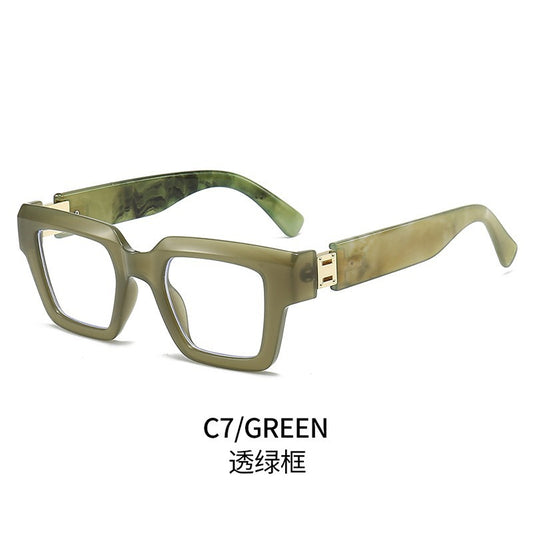 Marble Pattern Square Sunglasses with Blue Light Protection | Oversized Unisex Frame