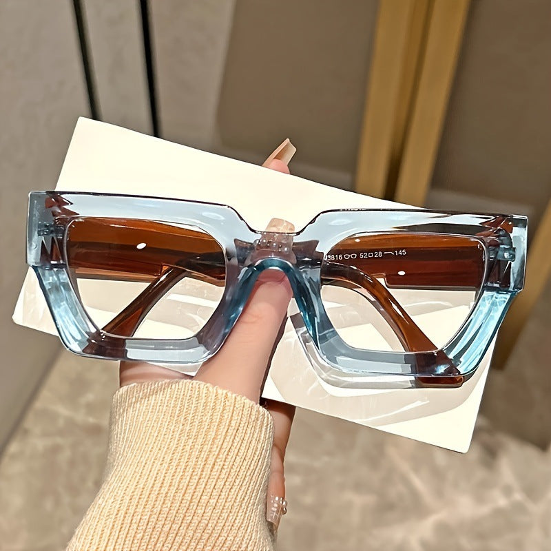 New Cross-Border Y2K Millennium Fashion Thick Square Frame Glasses for Men, European and American Ins Trend, Daily Anti-Blue Light Non-Prescription Glasses for Women