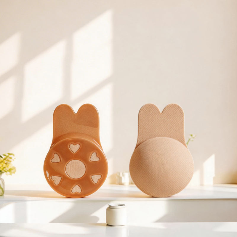 Rabbit Ear Bra Pads Strapless Self-Adhesive Silicone Invisible Bra Bunny Nipple Covers Push-Up Bra Pads Low-Cut Bust Enhancement
