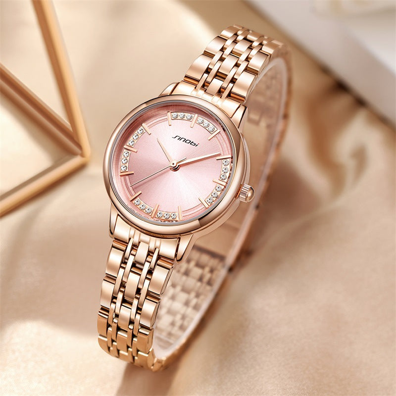 Sinobi Women's Diamond Quartz Watch – Waterproof Stainless Steel Fashion Timepiece