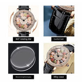 LOUISIFS Women’s Watch – Large Dial Diamond Timepiece with Leather Strap