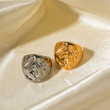 Gold Abstract Bold Statement Ring – Adjustable Stainless Steel Jewelry