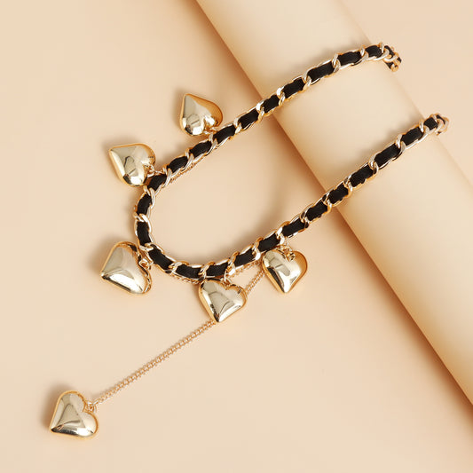 Heart Pendant Necklace for Women – Velvet Wrapped Love Charm Clavicle Chain