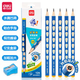 Deli elementary school student non-toxic hole pencil first grade kindergarten hb thick rod 2b hole pen triangle Rod wholesale