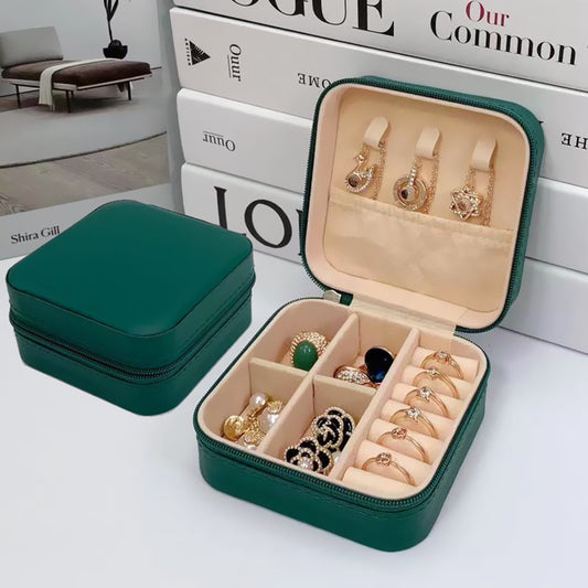 Deluxe Jewelry Storage Box – Compact & Portable for Rings, Earrings, Bracelets, Necklaces