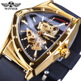 Fosining Men's Skeleton Mechanical Sports Watch – Luminous Hands, Triangle Dial