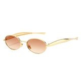 European and American New Oval Small Frame European and American Sunglasses for Men and Women, High-End Fashion Personalized Metal Trendy Sunglasses