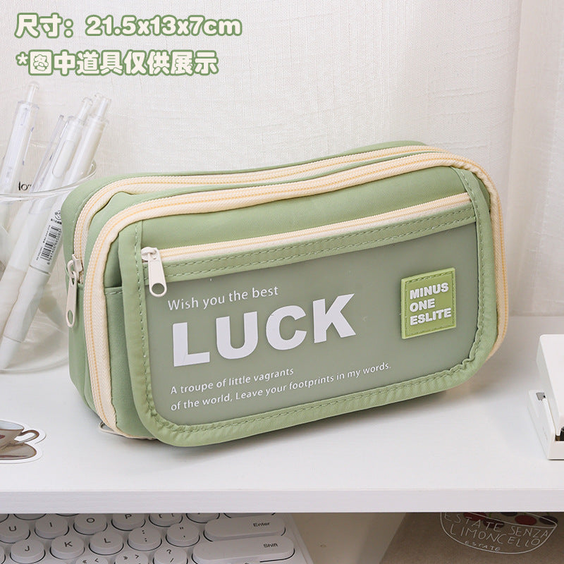 Stationery Pencil Case Large Capacity Flip Cover High-Looking Ins Student Pencil Case Junior High School Student Niche Men and Women Stationery Box