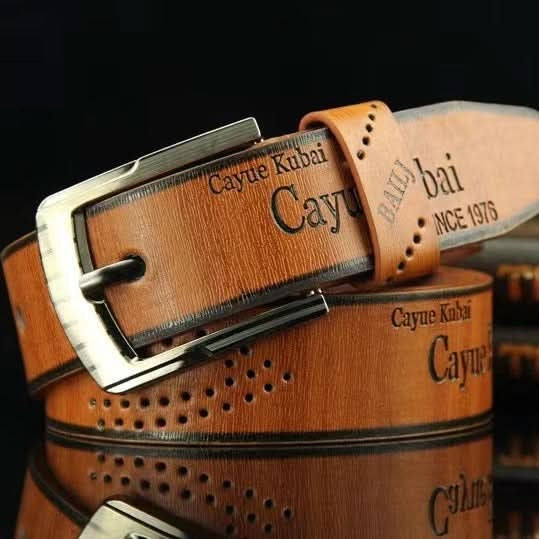 Retro Pin Buckle Belt for Men – Letter-Embossed Imitation Leather Belt