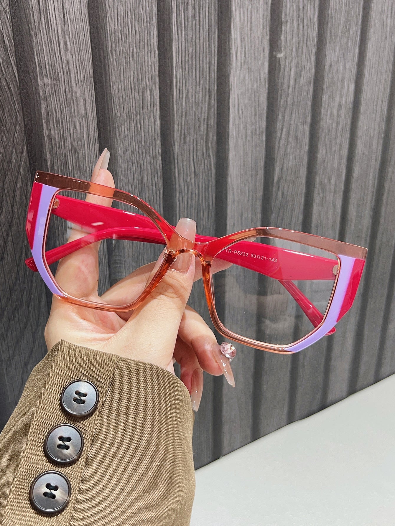 TR material cat's eye anti-blue light glasses women's fashion 2024 new European and American large frame plain cross-border non-power flat mirror