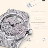 LOUISIFS Luxury Star & Clover Ladies Watch – Hollow Rotating Dial, Diamond Design